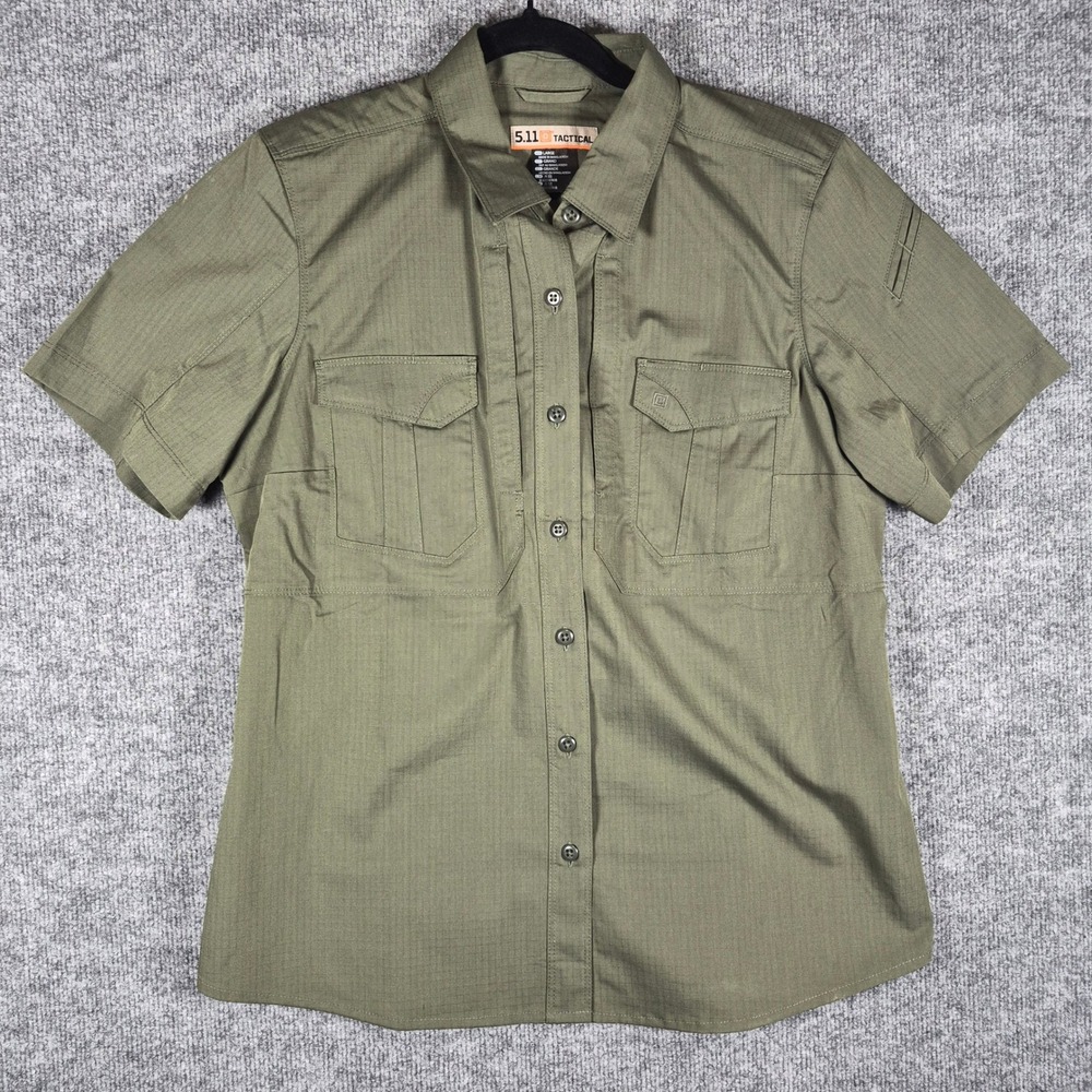 5.11 Tactical Shirt Short Sleeve Ripstop Large Green Womens